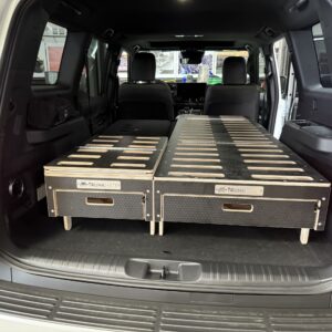 The BlitzBed Sleeping Platform for SUVs - Double 40-60/2-Drawer/Armor Black