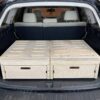 SUV camping set up with drawers, the perfect SUV camper conversion kit