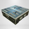 Rectangular black storage crate with metal edges, top vents, side handles, and a "SKYMARK AIR" label—tough Trunk Mate gear.