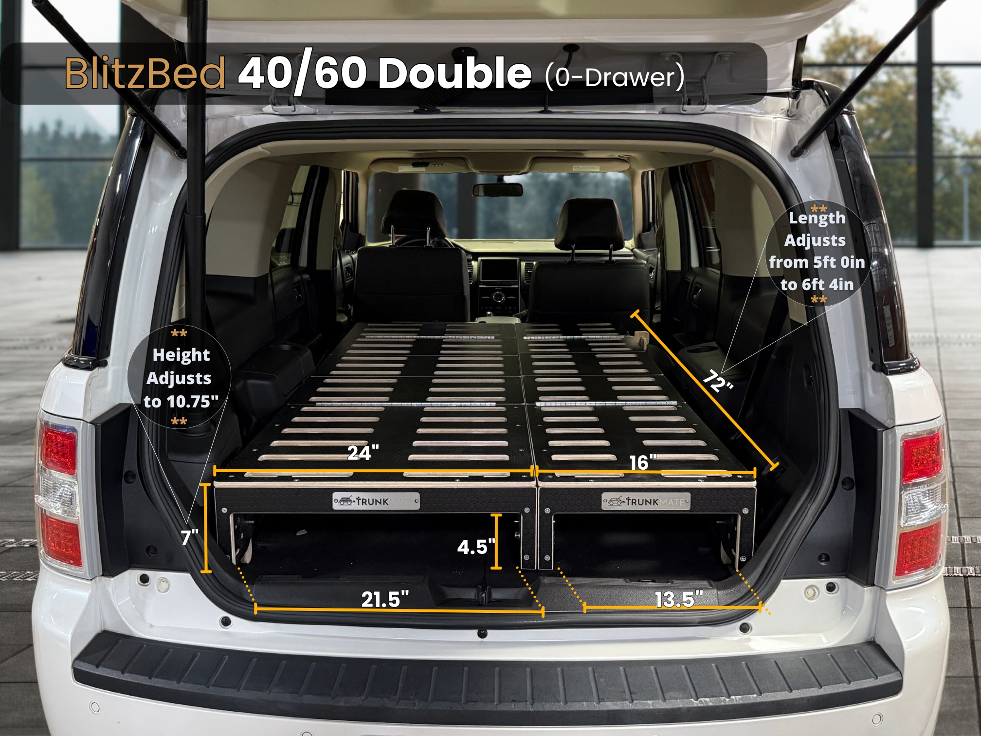 The BlitzBed Sleeping Platform for SUVs - Double 40-60/0-Drawer/Armor Black - Image 9